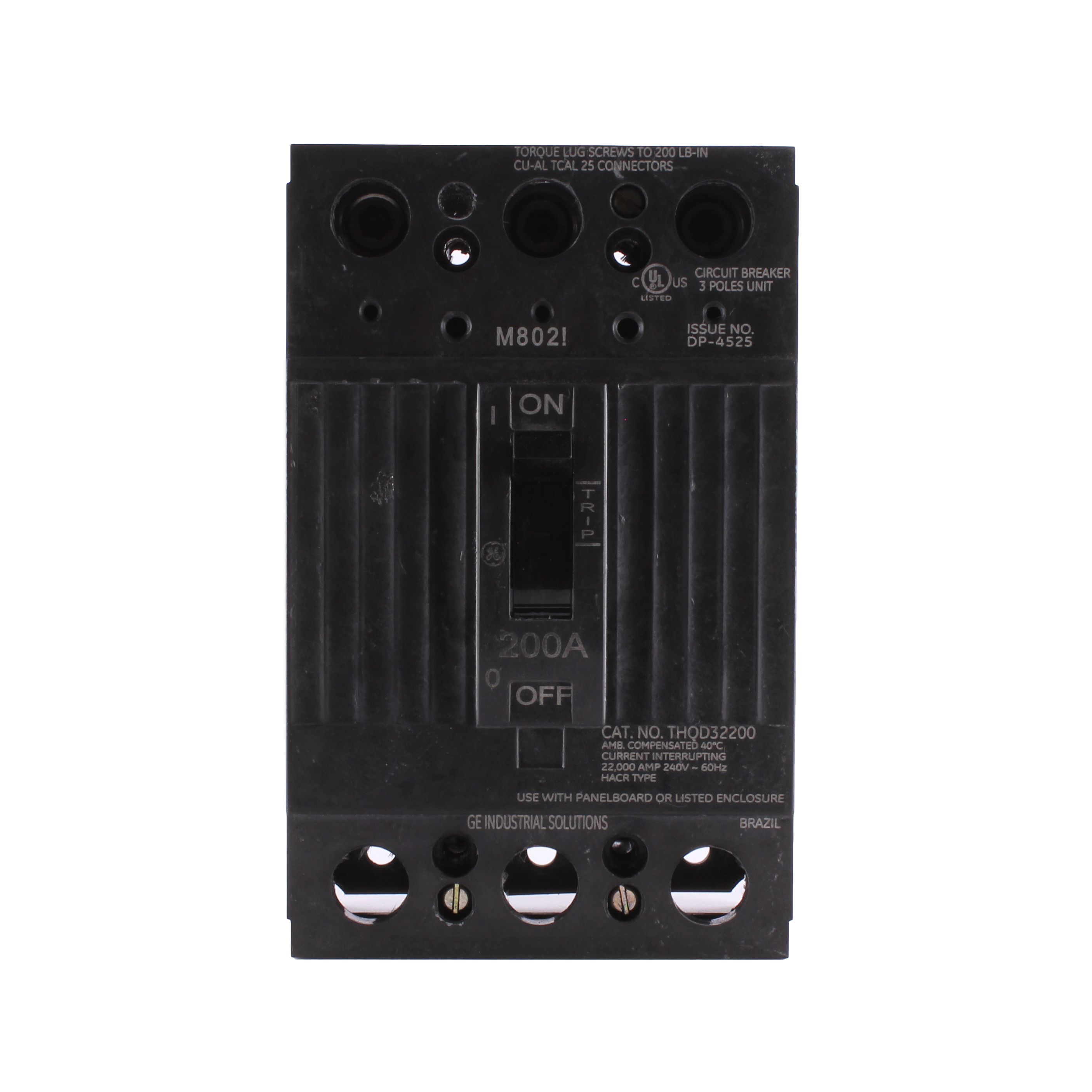 GE THQD32200X2 3P 200A MAIN CB*NON-RETURNABLE TO MANUFACTURER* GE THQD32200X2 3P 200A MAIN CB*NON-RETURNABLE TO MANUFACTURER*