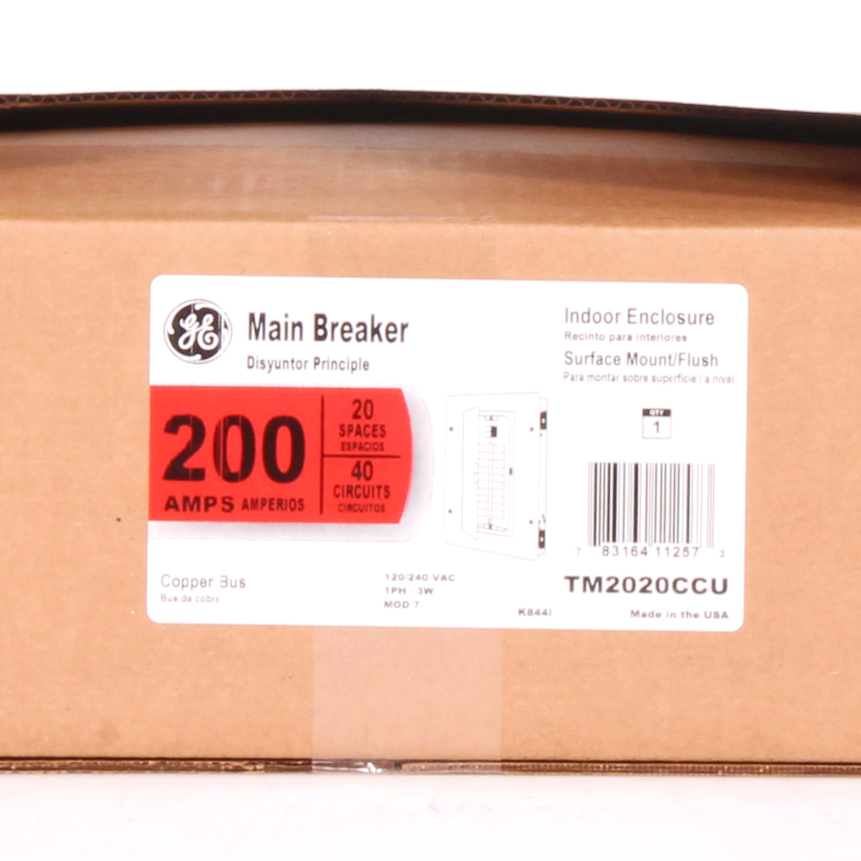 General Electric, Load Center, THQL/THQP, 200 Amp, 20 Space, 40 Circuit,  Single Phase, Main Breaker, Indoor