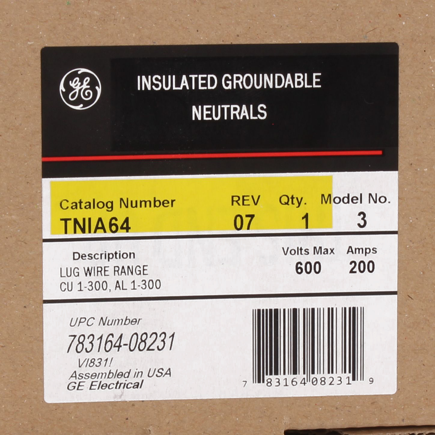GEE TNIA64 200AMP FUSIBLE NEUTRAL KIT TG AND TH STYLE