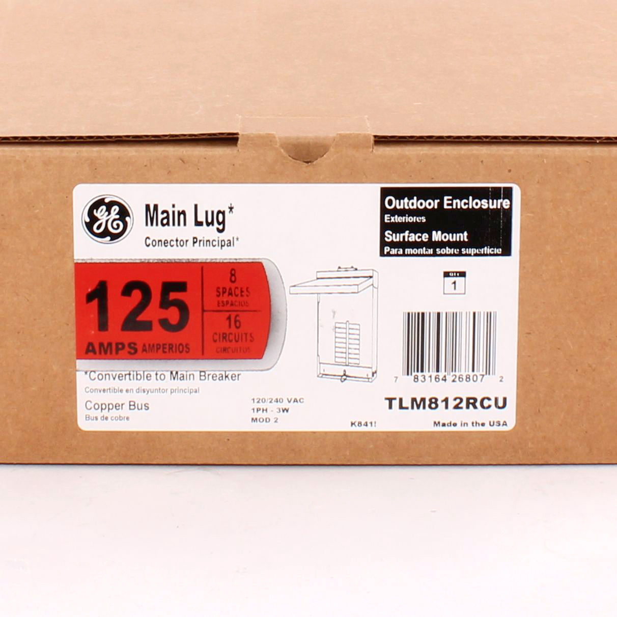 GEE TLM812RCU 8 CIRC MAIN LUG 125A 3R OUTDOOR SURFACE GROUNG TGL2 NOT INCL CONV TO MB W/ THQLRK2