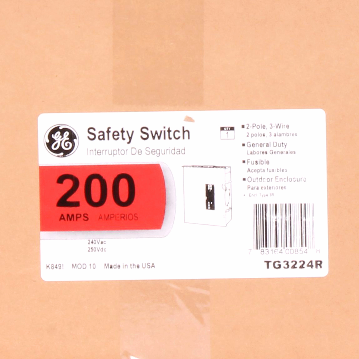 GEE TG3224R 200A 240V 1PH FUSIBLE 3R GENERAL DUTY SWITCH