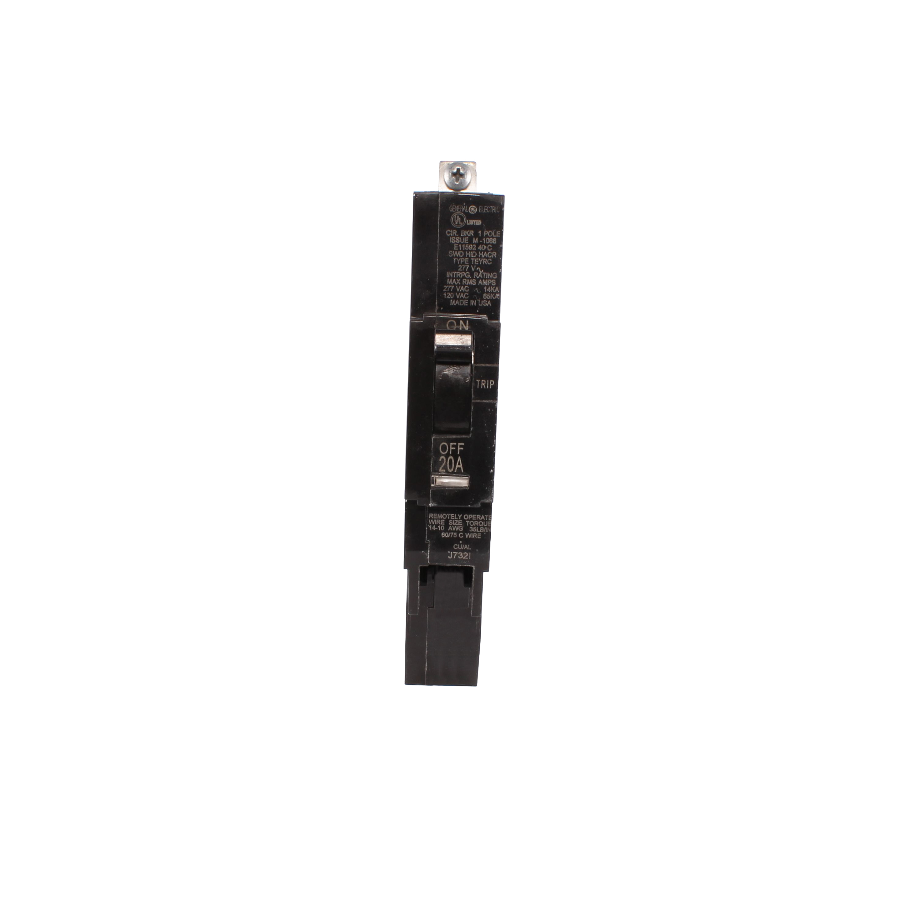 Product image for GE TEYRC120 20A 1P 277VAC MCB-REMOT