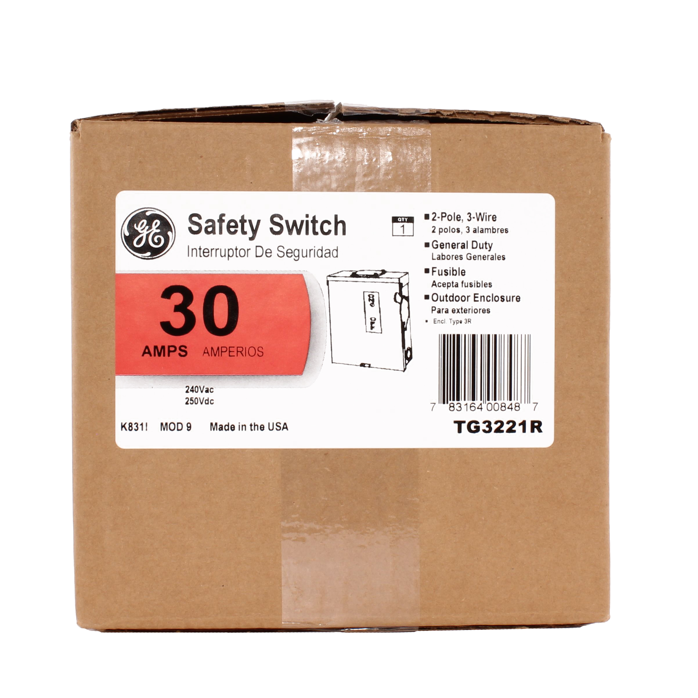 GEE TG3221R 30A 240V 2P 3W 1PH FUSIBLE 3R GENERAL DUTY SAFETY SWITCH