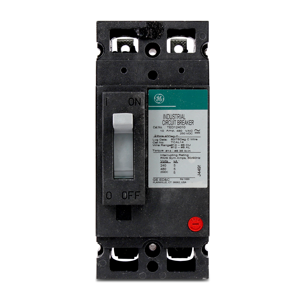 GE Industrial Solutions TED124050 480 VAC 250 VDC 50 Amp 2-Pole Circuit Breaker GE Industrial Solutions TED124050 480 VAC 250 VDC 50 Amp 2-Pole Circuit Breaker