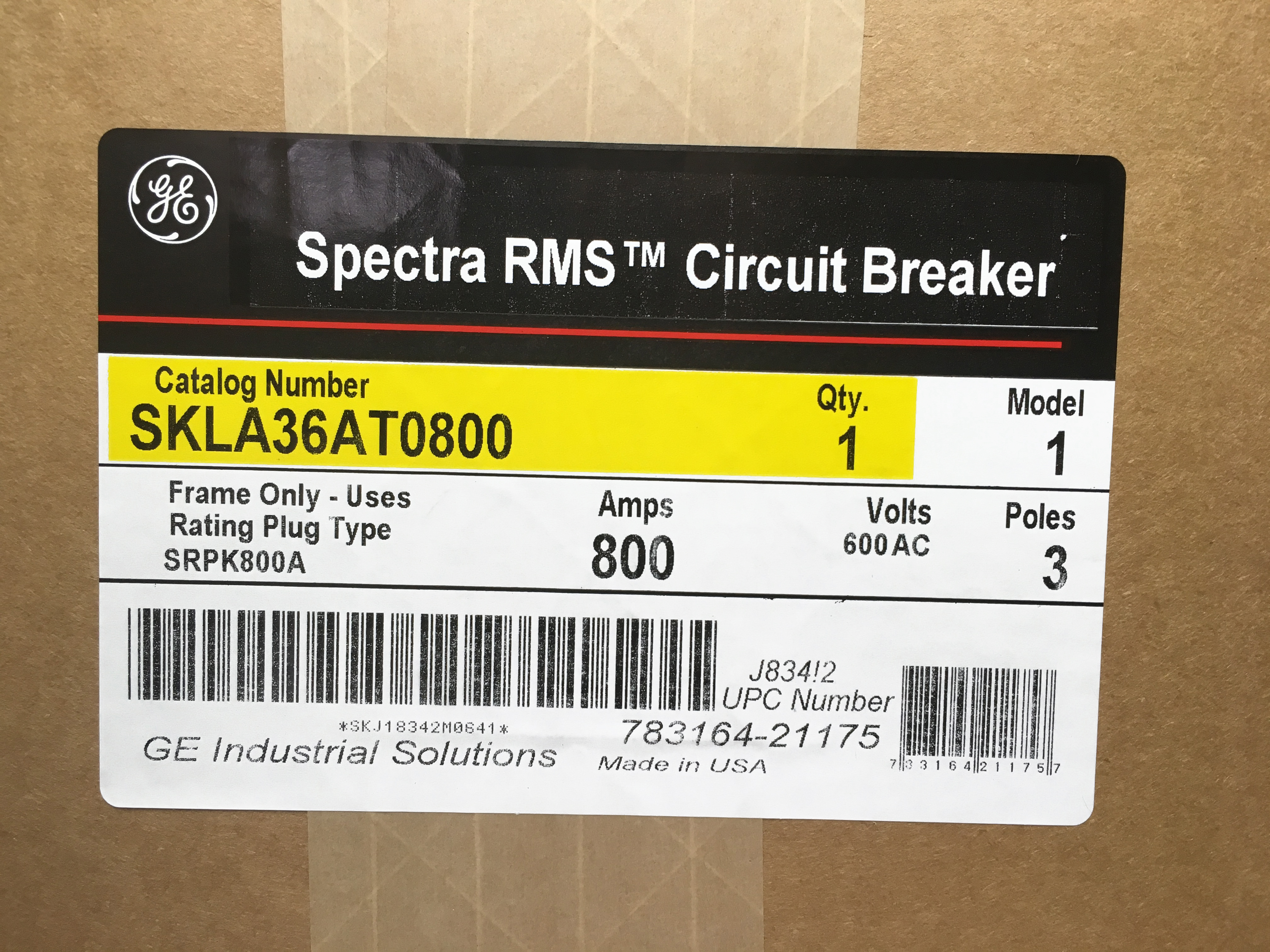 Product image for GE SKLA36AT0800 SKL 3P 600V 800A