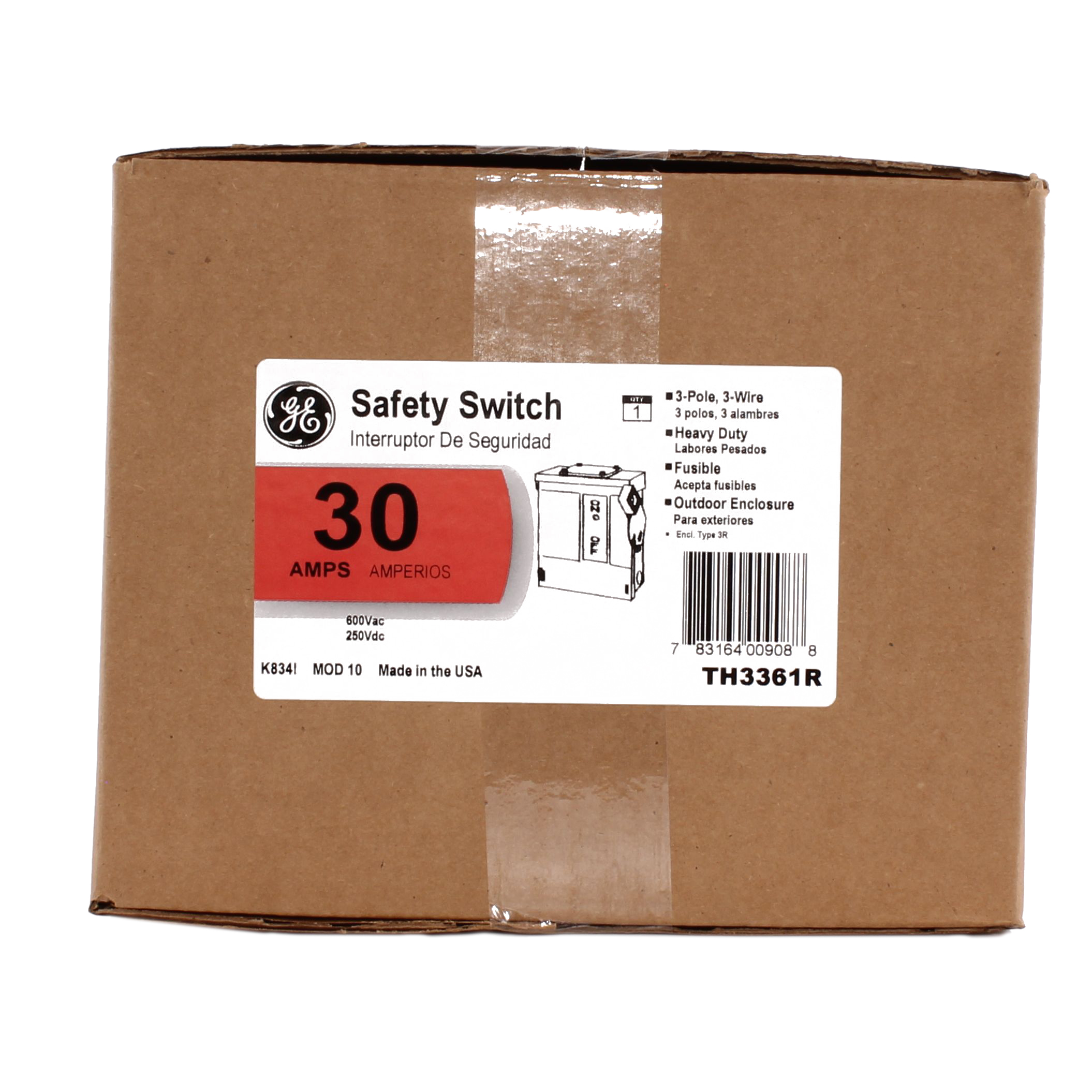 GEE TH3361R 3 POLE 600V 30 AMP FUSIBLE TYPE 3R SWITCH 3PH