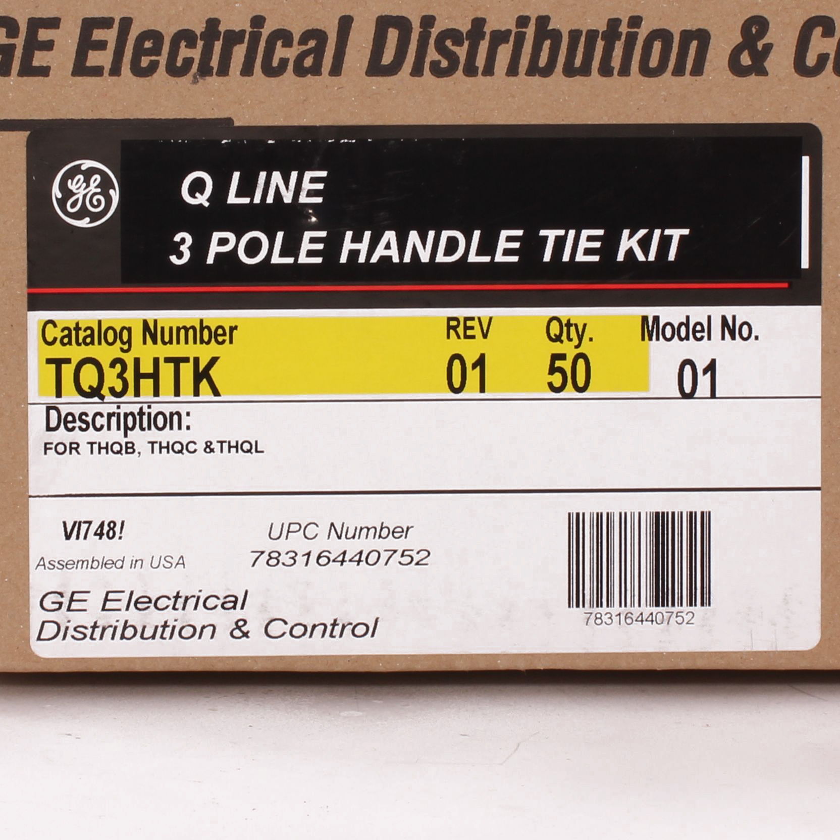GEE TQ3HTK HANDLE TIE KIT (3-POLE) FOR Q-LINE BREAKERS 1 EA = PK OF 10 PCS